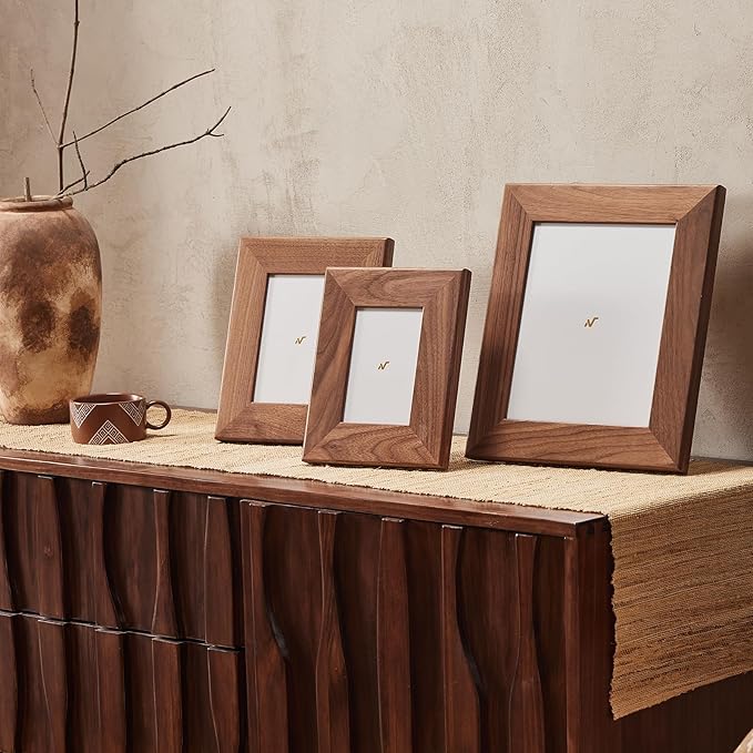 8x10inch 100% Solid American Walnut Picture Frame, Wall Mounting/Tabletop, Photo Poster Collage Wood Frames for Art Gallery Home Decor, Horizontal/Vertical Display, Solid Color, 1 Pack