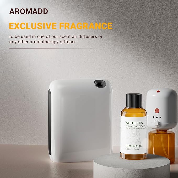 Aromadd Hotel Scents Diffuser Oil White Tea, Luxury Essential Oils for Waterless Diffuser, Aromatherapy Hotel Diffuser Oil for Home & Office, Long-Lasting Air Freshener - 3.38 fl oz (100 mL)