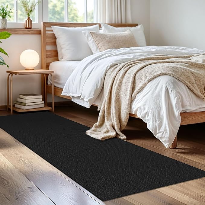 IOHOUZE Washable Runner Rug 2x6 Non Slip Runners for Hallways Entryway Runner Indoor, Kitchen Rugs Woven Cotton Floor Carpet for Kitchen Hall Entrance Bedroom, Black/Grey