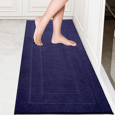 PURRUGS Machine Washable Kitchen Runner Rug 24" x 59", Non-Slip/Skid Hallway Runner Rug, Super Absorbent Soft Area Rug for Kitchen, Hallway & Laundry, Navy Blue