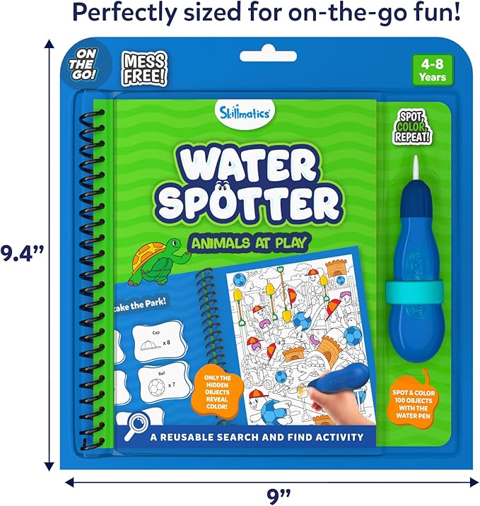 Skillmatics Reusable Search & Find Book - Water Spotter, Mess-Free, Fun Learning Activity, Animals, Travel Toy, Gifts for Boys & Girls Ages 4, 5, 6, 7, 8