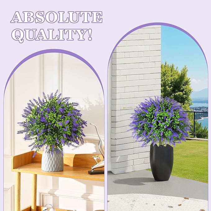 20" Artificial Lavender Boxwood Topiary Ball Trees for Outdoors with Ground Spike,Set of 2 UV Resistant Artificial Shrub Bushes,Artificial Plants,Fake Plants for Front Porch ,Garden,Yard,Patio Décor