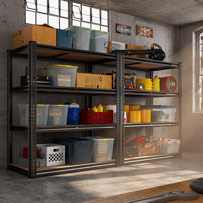 REIBII 40" W Garage Shelving 2000LBS Storage Shelves Adjustable Metal Shelving 4 Tier Metal Shelves Pantry Shelf for Garage Closet Kitchen Basement 40" W x 19.7''D x 60''H