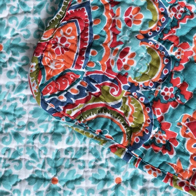 NEWLAKE Quilted Throw Blanket for Bed Couch Sofa, European Gorgeous Floral, 60X78 Inch