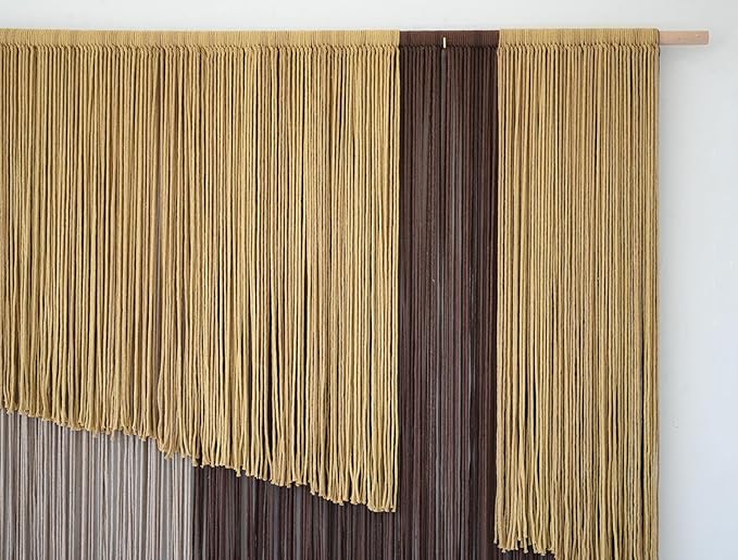 Large Macrame Wall Hanging 57" Wx43" L Dip-Dyed Fiber Wall Decor Bohemian Handmade Apartment Dorm Gallery Art Living Room Wedding Wall Art