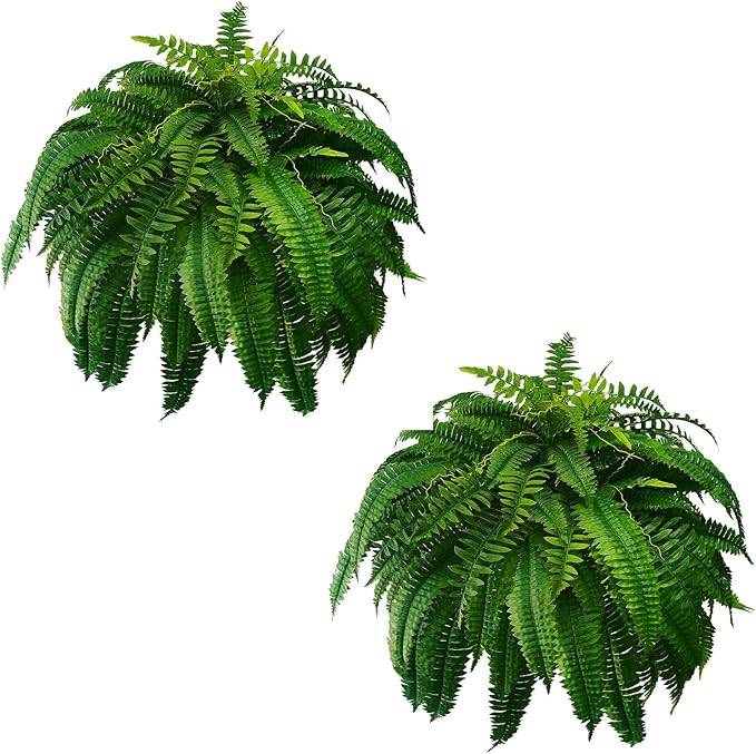 WAYNHUI Silky Artificial Boston Fern Bush, 48Inch Artificial Plants, Suitable for Decorating Office, Patio, Living Room Faux Greenery, 88Branches (88 Branches 2pack)