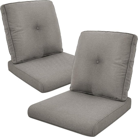 Patio Cushions for Outdoor Furniture - 22×24 Inches High Back and Deep Seating Outdoor Cushion for Patio Chairs Sofa Couch Loveseat Water Resistant(Grey/2 Set/Button)