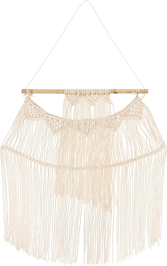 Mark&Day Wall Art, Meiningen Global Farmhouse Beige Macrame Tapestry Wall Hanging for Living Room, Bedroom, Office or Kitchen (35"H x 22"W)