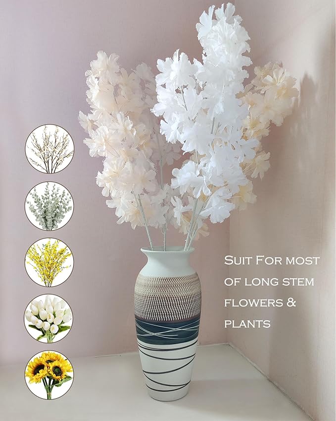 Ceramic Rustic Farmhouse Vase, 12.6" Large Vintage Flower vase for Home Decor, Tall Boho Textured Vases for Living Room, Table, Mantel, Shelf and Centerpieces Decor and Housewarming