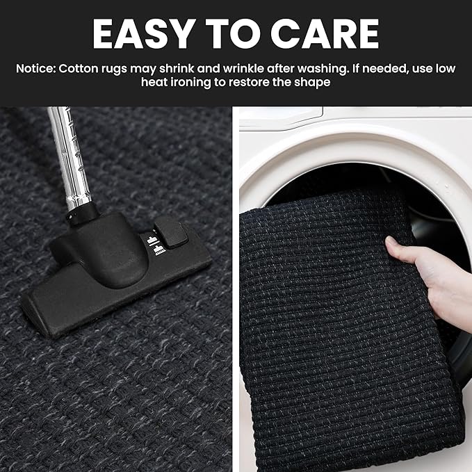 IOHOUZE Small Area Rug 2x3 Washable Woven Rugs for Entryway Non Slip Rubber Backed Front Door Rugs Indoor Doormat Throw Rug Floor Carpet for Entrance Kitchen, Black/Grey