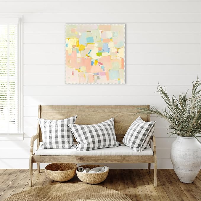Amanti Art Framed Canvas Wall Art 30x30 Block Party by Phyllis Adams, Framed Wall Art Canvas, Abstract Artwork, Traditional Decor, Large Poster Painting for Living Room, Bedroom, Bathroom, Kitchen,