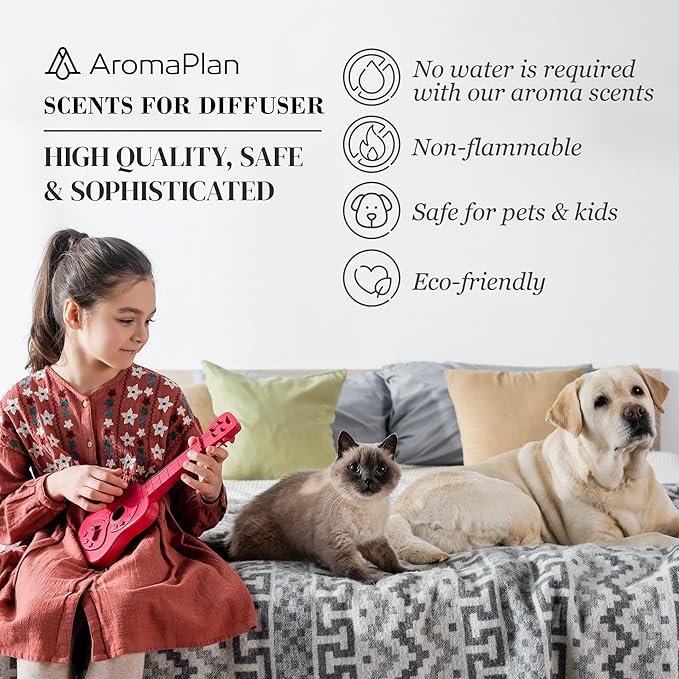 AromaPlan Hotel Scents Santal 16 Fl Oz 2 Pack (946ml), Home Luxury Aroma & Hotel Fragrance Diffuser Oil- Hotel Diffuser Oil for Aromatherapy- USA Made, Bigger Bottle, Bolder Aroma & Longer Lasting