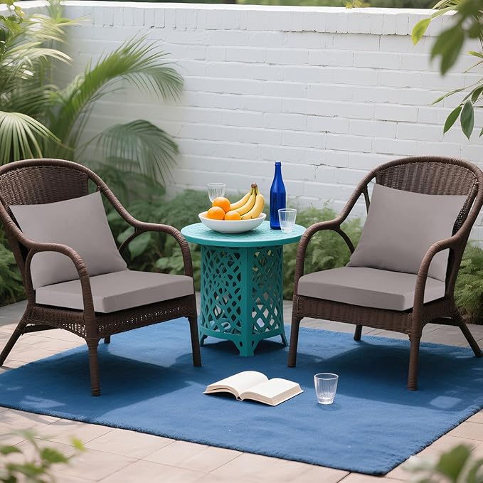 Outdoor Seat Cushion Set 19 x 19 In, Water-Resistant & Fade-Resistan, Patio Furniture Cushions with Removable Cover Deep Seat & Back Cushion with Handle and Adjustable Straps for Chair Sofa,2PC