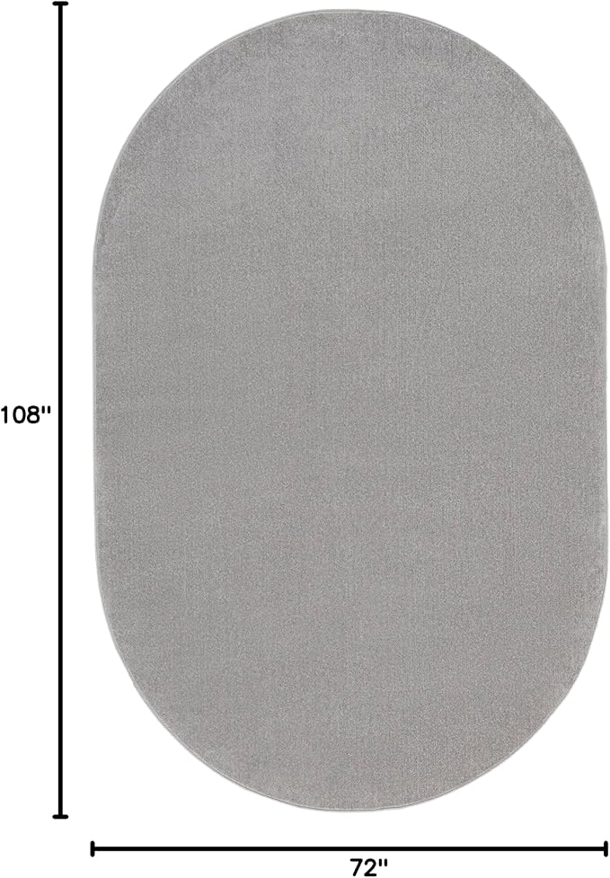 Nourison Home Essentials Indoor/Outdoor Silver Grey 6' x 9' Oval Area Rug, Easy Cleaning, Non Shedding, Bed Room, Living Room, Dining Room, Backyard, Deck, Patio (6x9 Oval)
