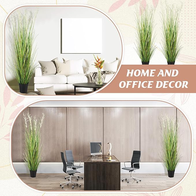 Jexine 4 Pcs 5 ft Tall Artificial Grass Plant Potted Artificial Greenery Floor Plants Faux Pampas Grass Tall in Pot for Housewarming Gift House Garden Bathroom Lobby Outdoor Decoration