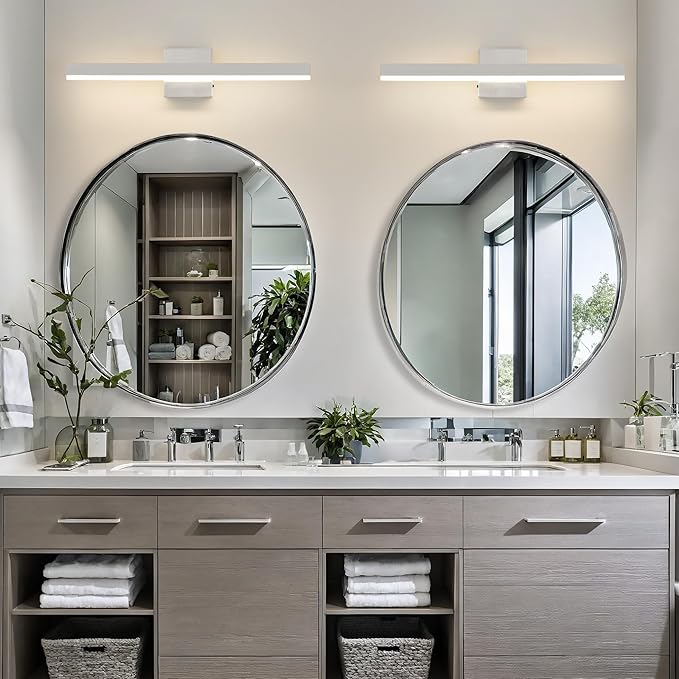 Nickel Bathroom Vanity Light 23.6 inch, 14W Dimmable 5CCT LED Bathroom Light Fixture Over Mirror Restroom-ETL Certificated