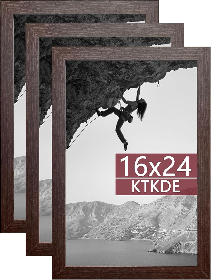 KTKDE 16x24 Picture Frame Wooden 3 Pack,Poster Frames with Polished Plexiglass, Wall Hanging Large Studio Gallery Photo Frames Decorating for Minimalist Style Suitable,Any style Best gift