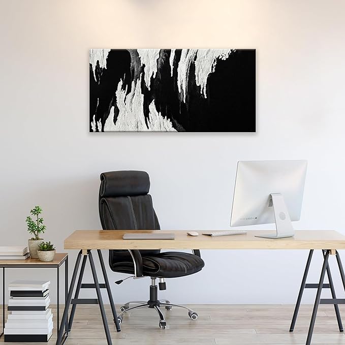 TAIJXAGSG Black And White Abstract Wall Art Small Size Prints Paintings Modern Minimalist Abstract Wall Decor Canvas Art Wall Decor Painting For Bedroom Office Artwork 20" X 40"