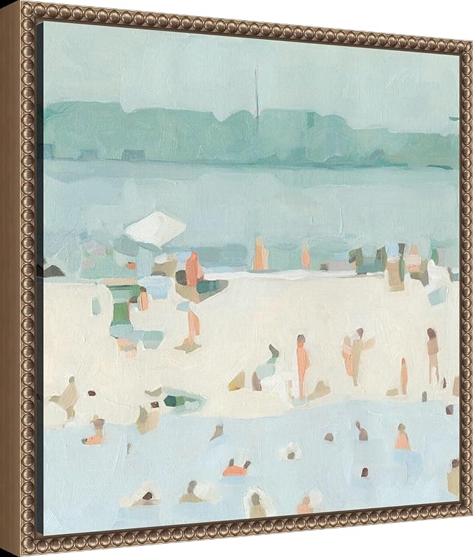 Amanti Art Framed Canvas Wall Art 16x16 Sea Glass Sandbar I by Emma Scarvey, Framed Wall Art Canvas, Abstract Artwork, Traditional Decor, Small Poster Painting for Living Room, Bedroom, Bathroom,