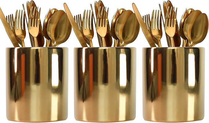 Gold Utensils Holder, Caddy Cutlery Holder Silverware, Utensils Organizer Elegant white Porcelain, Spoon Holder for Party Tableware Holder for Kitchen Table, Cabinet