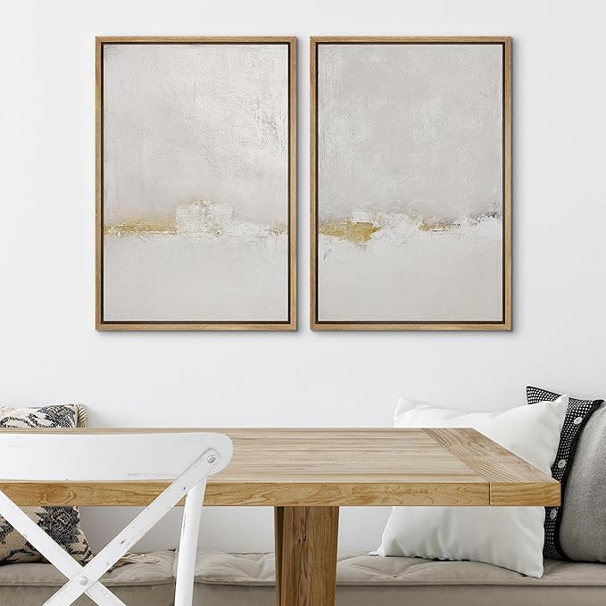 SIGNWIN Framed Canvas Print Wall Art Pastel Grunge Gray Landscape Abstract Shapes Illustrations for Living Room, Bedroom, Office - 24"x36"x2 Natural