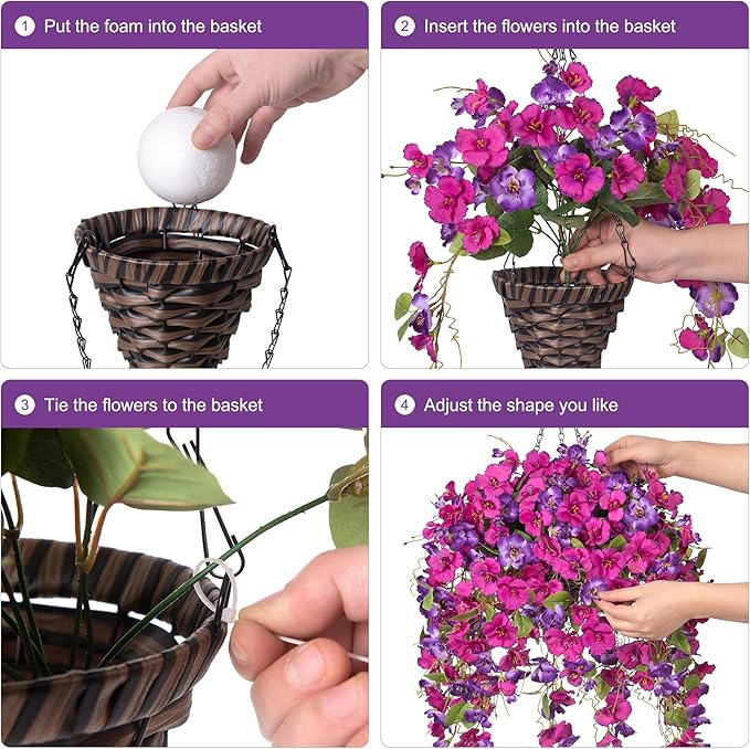 Ivydale Artificial Hanging Flowers Plants Basket for Outdoors Summer Decoration, Fake Hibiscus Vines UV Resistance Realistic Silk Flowers for Outside Home Patio Porch Balcony Garden Yard Wedding, Mix