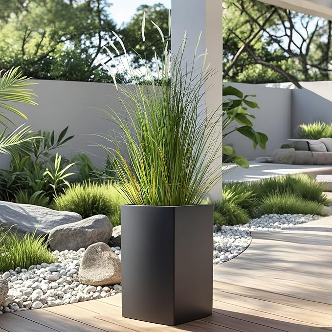 KOL 4ft 2-Pack Artificial Cattail Reed Grass, 47.2’’ Artificial Indoor Outdoor Fake Onion Grass Plant, Home Office Wedding Decorative Potted Plant, Faux Floor Greenery, Housewarming Gift, White