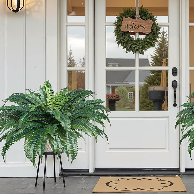 VEVOR Artificial Ferns 2 Pcs, 47 Inch Large Artificial Boston Ferns Plants, Faux Fern with 50 Branches, Artificial Plants Large for Outdoors/Indoor Home, Office,Garden (Flowerpot Unincluded)