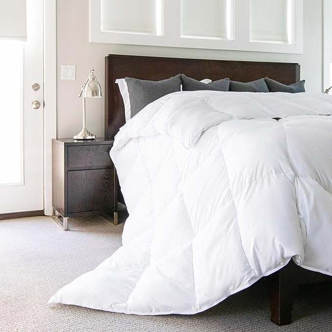 Gray Eagle Oversized Queen Comforter, White, All Season Down Alternative Comforter Queen, Extra Large Queen Comforter, Oversized Queen Duvet Insert, Fluffy Hotel Comforter, 104 x 98 inches