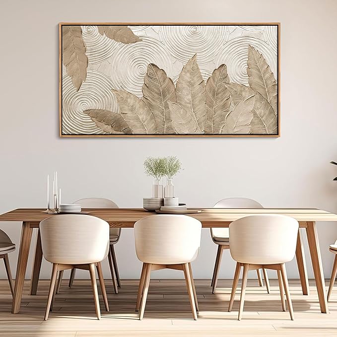 Minimalist & Modern Art for Bedroom Decor Framed Abstract Artwork for Walls Neutral & Contemporary Beige Wall art - Artwork for Living Room and Boho Style Large Abstract Wall Art 24×48IN