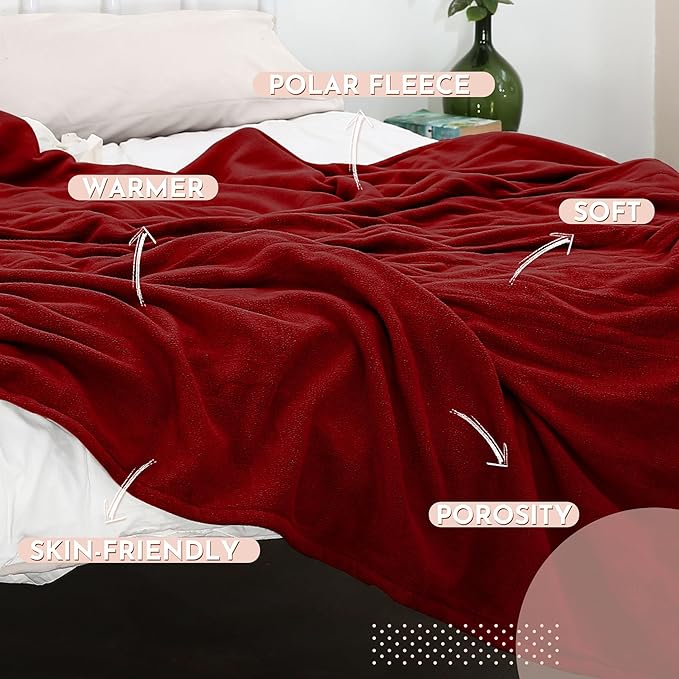 Electric Blanket 62"x84" Twin Size Soft Heated Blanket with 4 Levels of Heat ＆ 10 Hour Auto Off, Machine Washable - Wine Red