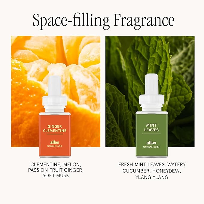 Pura Smart Home Fragrance Device Starter Set - Pura 4 - Scent Diffuser for Home - Includes Fragrance Aroma Diffuser - Square Box, Ginger Clementine and Mint Leaves Scent Refills