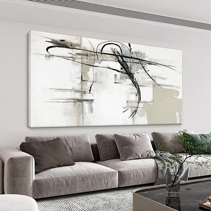 Tsomzxng Abstract Wall Art Modern Wall Decorations Maximalist Canvas Wall Art Decor Prints Black Line Artwork For Living Room Wall Bedroom Kitchen Office Artwork Ready To Hang 24"×48"