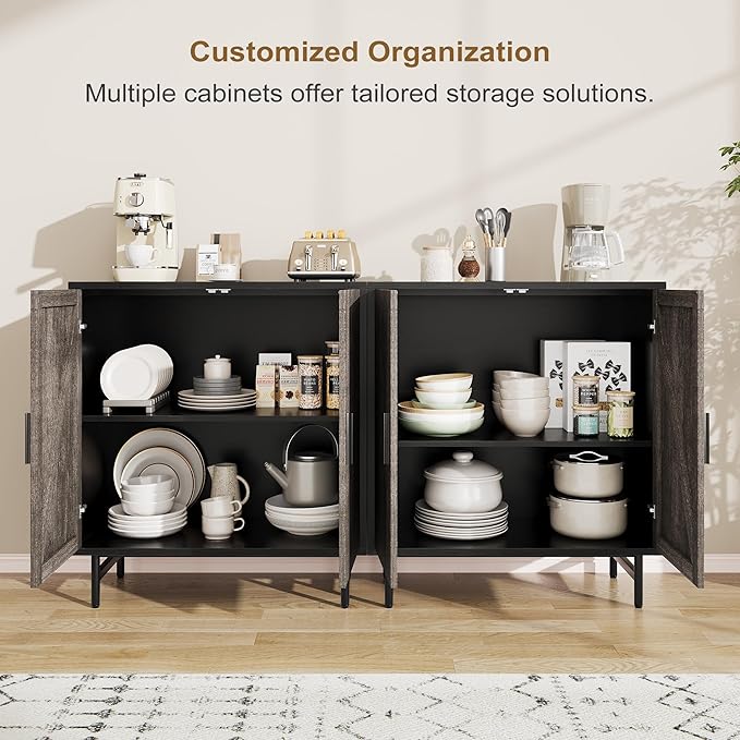 Sideboard Buffet Cabinet with Storage, Kitchen Storage Cabinet with Adjustable Shelf, 2-Door TV Console Table Accent Cabinet for Living Dining Room, Entryway, Hallway, Credenza, Coffee Liquor Bar
