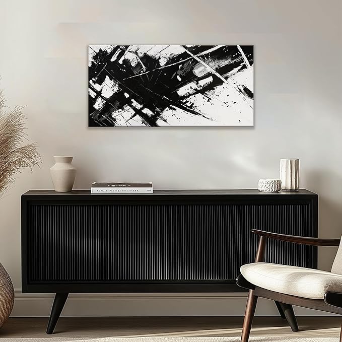 TAIJXAGSG Abstract Wall Art Ready To Hang Canvas Art Wall Decor Modern Paintings Black And White Wall Art Prints Canvas Painting For Bathroom Wall Decor Bedroom Office20 X 40"