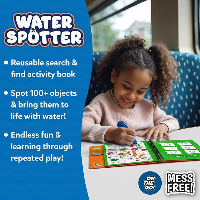 Skillmatics Reusable Search & Find Book - Water Spotter, Mess-Free, Fun Learning Activity, Travel Toy, Gifts for Boys & Girls Ages 4, 5, 6, 7, 8