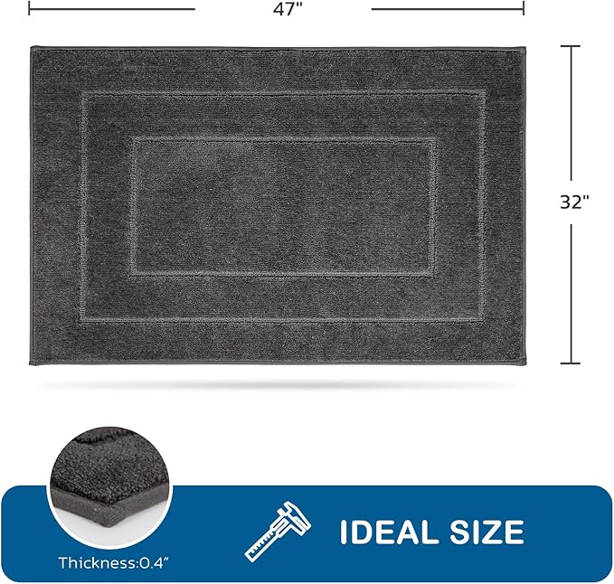 PURRUGS Machine Washable Kitchen Rug 32" x 47", Non-Slip/Skid Kitchen Runner Rugs & Floor Mats, Super Absorbent Soft Standing Mats for Kitchen, Sink & Laundry, Grey