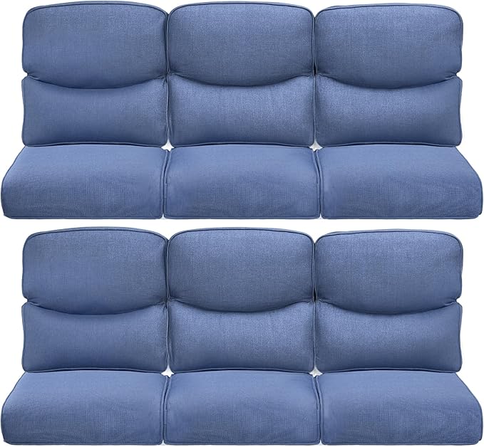 22x25/22x24 Outdoor Furniture Cushions Set of 6 - Comfortable Patio Chair Cushion for Rattan Wicker Dining Rocking Swivel Chairs Loveseat Couch L-Shape Sectional Sofa - Navy Blue/Smile