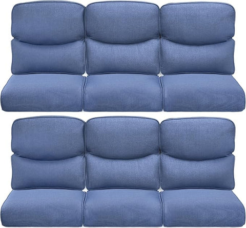 22x25/22x24 Outdoor Furniture Cushions Set of 6 - Comfortable Patio Chair Cushion for Rattan Wicker Dining Rocking Swivel Chairs Loveseat Couch L-Shape Sectional Sofa - Navy Blue/Smile