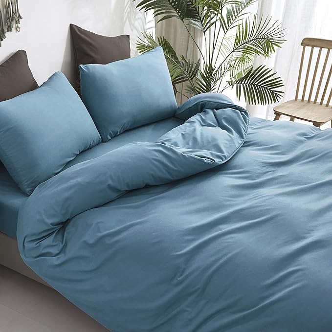 Luxlovery Blue King Size Comforter Set Lake Blue Bedding Set Women Men Quilt Blanket Soft Breathable Comfy Fluffy Lightweight 3 Piece Comforter Set King Size