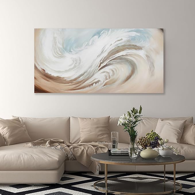Abstract Wall Art Canvas Wall Paintings Modern Beige Wall Decor Aesthetic Room Decor Wall Art Framed Artwork for Living Room Bedroom Dining Room Home Office Decor 24"x48"