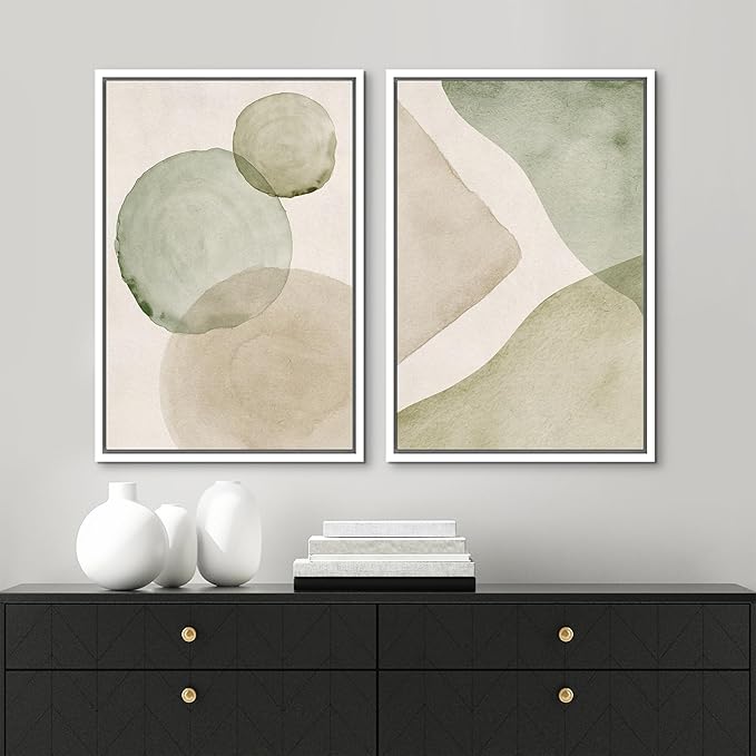 MUDECOR Framed Canvas Print Wall Art Dynamic White Brushstroke Abstract Illustrations Modern Art Decorative Bohemian Colorful Chic for Living Room, Bedroom, Office - 24"x36"x2 White