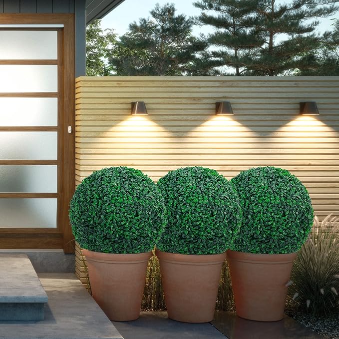 Sunnyglade 2 PCS 13 inch 4 Layers Artificial Plant Topiary Ball Faux Boxwood Decorative Balls for Backyard, Balcony,Garden, Wedding and Home Décor (13 inch)