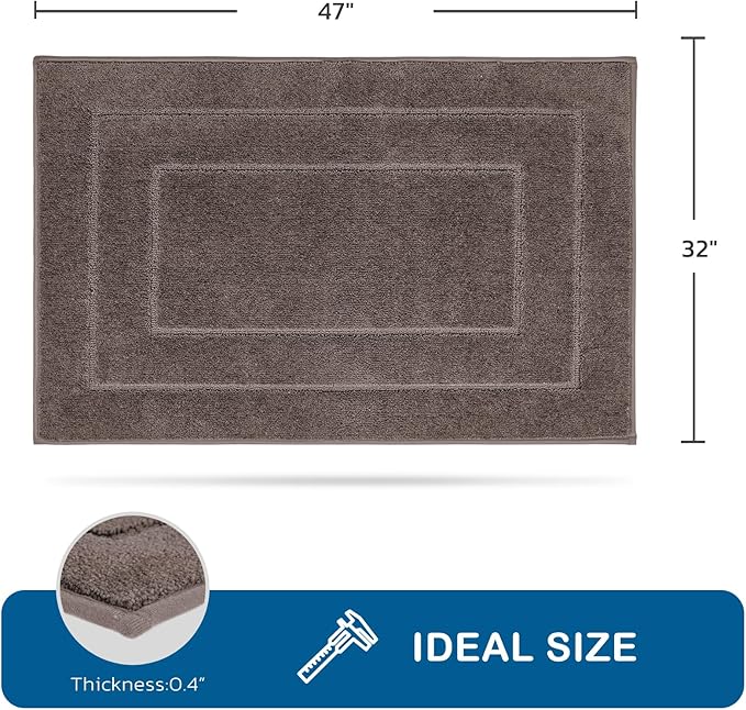 PURRUGS Machine Washable Kitchen Rug 32" x 47", Non-Slip/Skid Kitchen Runner Rugs & Floor Mats, Super Absorbent Soft Standing Mats for Kitchen, Sink & Laundry, Grayish Brown
