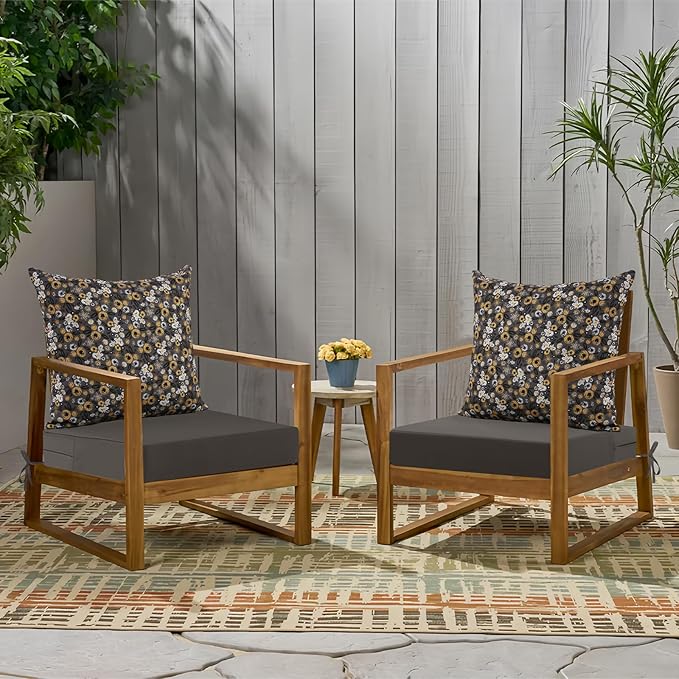 idee-home Outdoor Cushions for Patio Furniture, Outdoor Seat Cushions 24 x 24 with Fade Resistant Waterproof Removable Cover, Deep Seat Replacement Couch Sofa Chair Cushions for Yard Garden