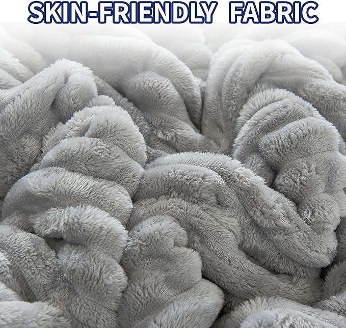 Heated Blanket Electric Blanket 62"x84", Soft Flannel Sherpa Electric Throw with 5 Heating Level & 1-12 Hour Auto Off, Heated Throw with Overheating Protection, Machine Washable(Light Grey)