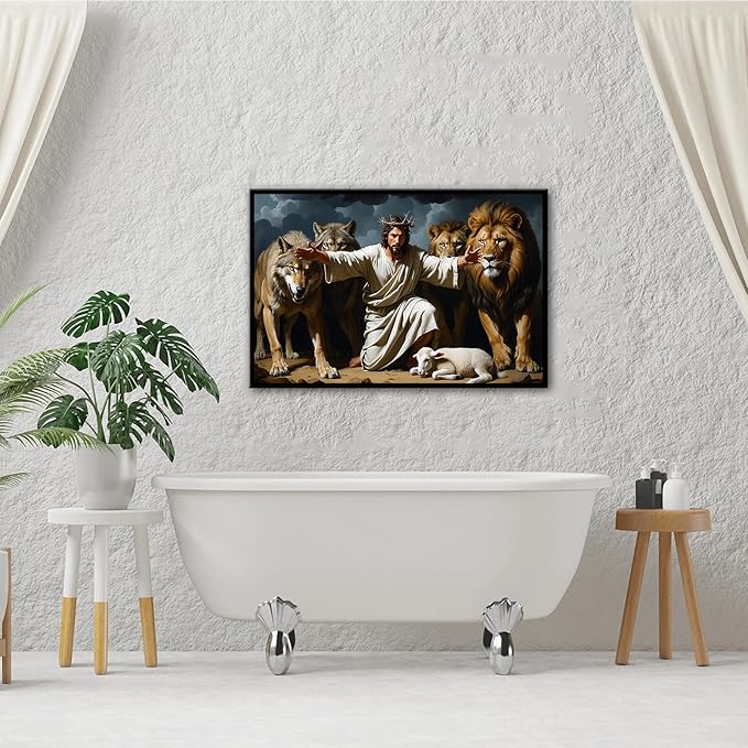 Christian Wall Art Print, Religious Scripture Biblical Decor, Faith-Based Inspirational Landscape with Cross, Digital Printed Canvas Poster for Church, Home Chapel, Prayer Room Decor