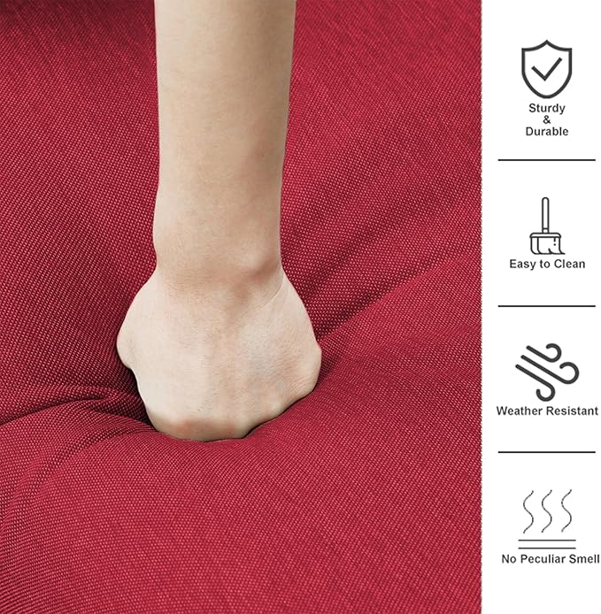Patio Cushions for Outdoor Furniture - 22×24 Inches High Back and Deep Seating Outdoor Cushion for Patio Chairs Sofa Couch Loveseat Water Resistant(Red/1 Set/Button)