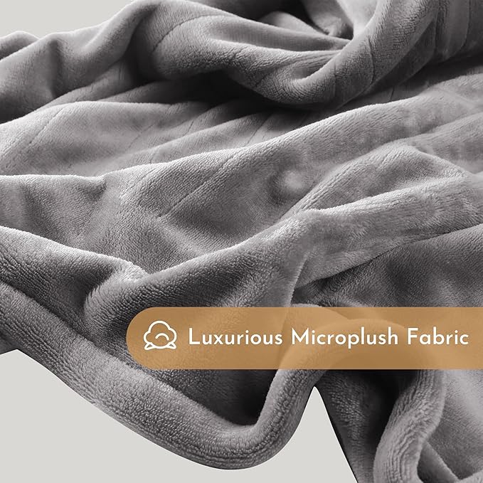 Electric Throw Blanket 50"x60" Throw Size with Cozy Flannel, 5 Heat Settings & 3 Hours Auto Off, Cozy & Warm for All Night, Machine Washable, Light Grey