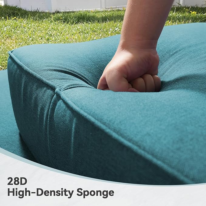 Luxury 6" Outdoor Cushions for Patio Furniture, 24x24x6 Thick Seat Cushion Set, Fade Resistant Couch Chair Replacement Cushions High Density Deep Wicker Chair Cushion with Removable Cover, Green